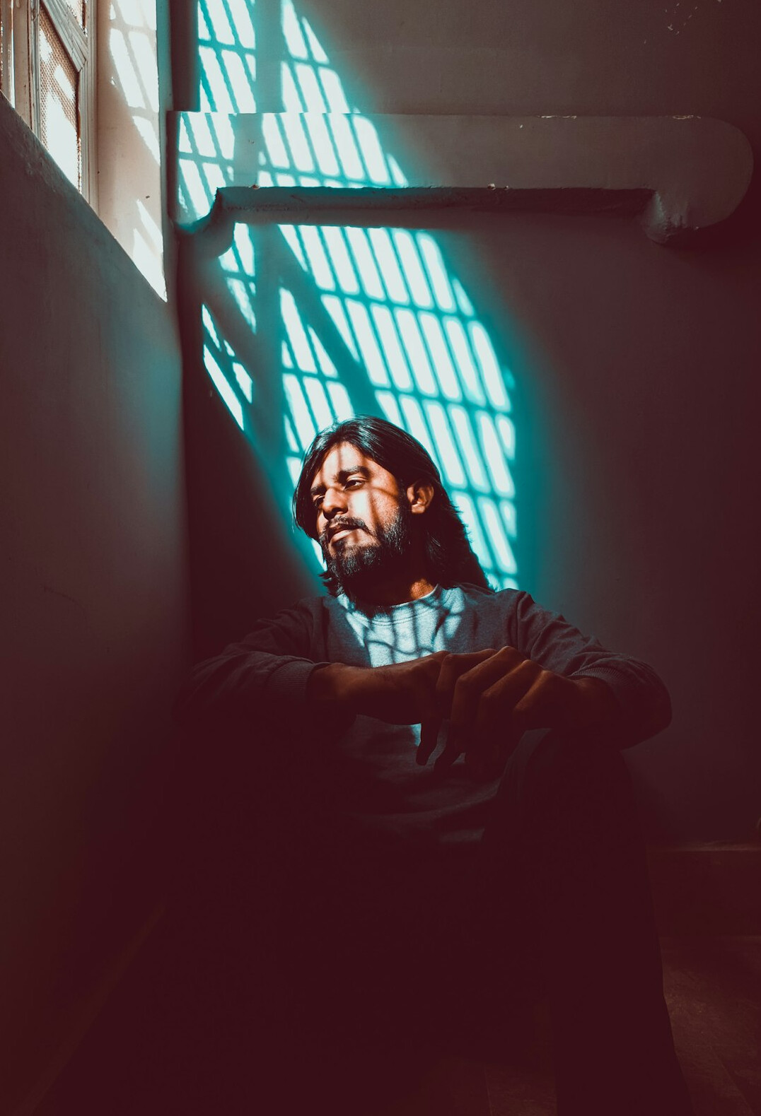 Portrait of a bearded man looking at camera