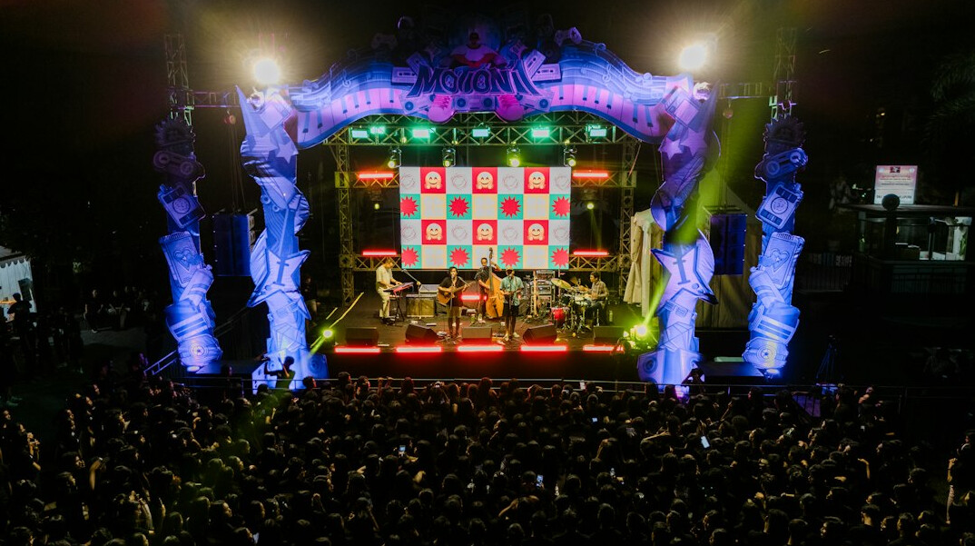 Concert stage with colourful lights